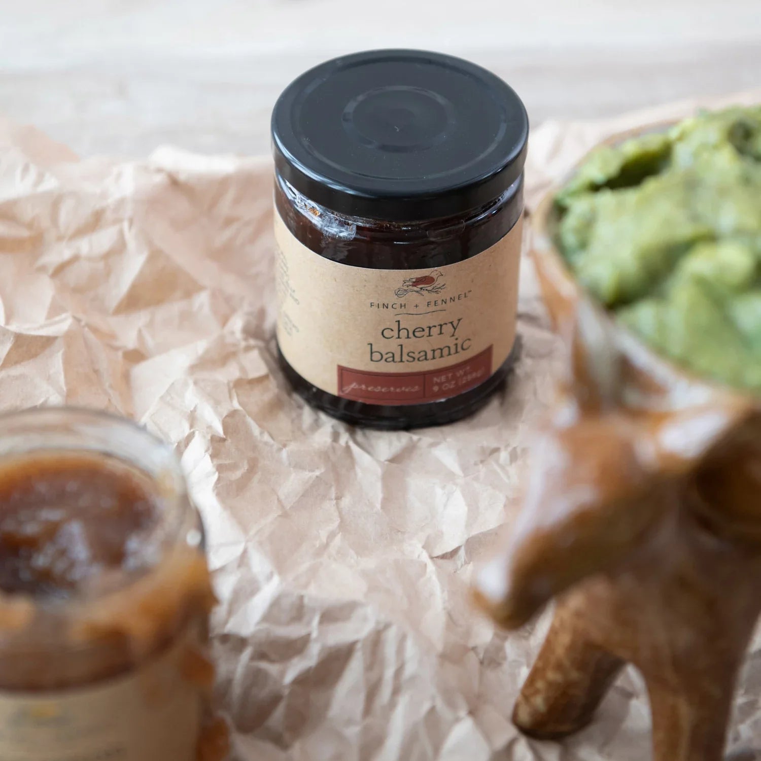 Product shoot of cherry balsamic preserves