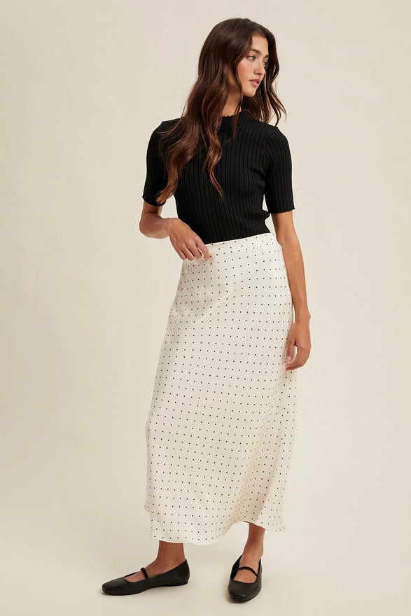 The Lucie Satin Midi Skirt