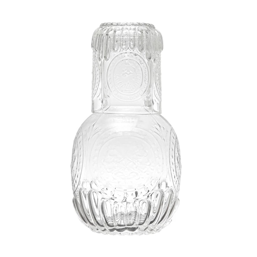 Embossed Glass Carafe and Glass Set