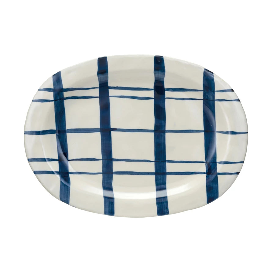 Bistro Grid Stoneware Platter
