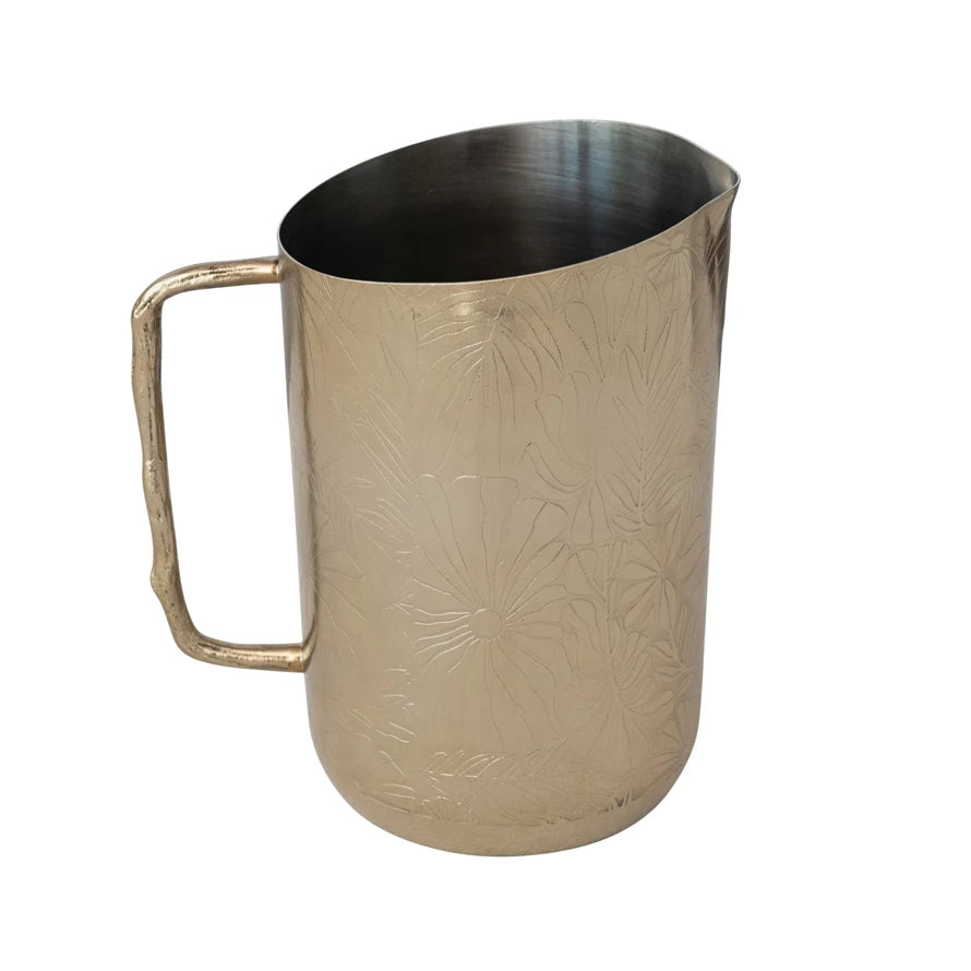 Gold Etched Flowers Pitcher