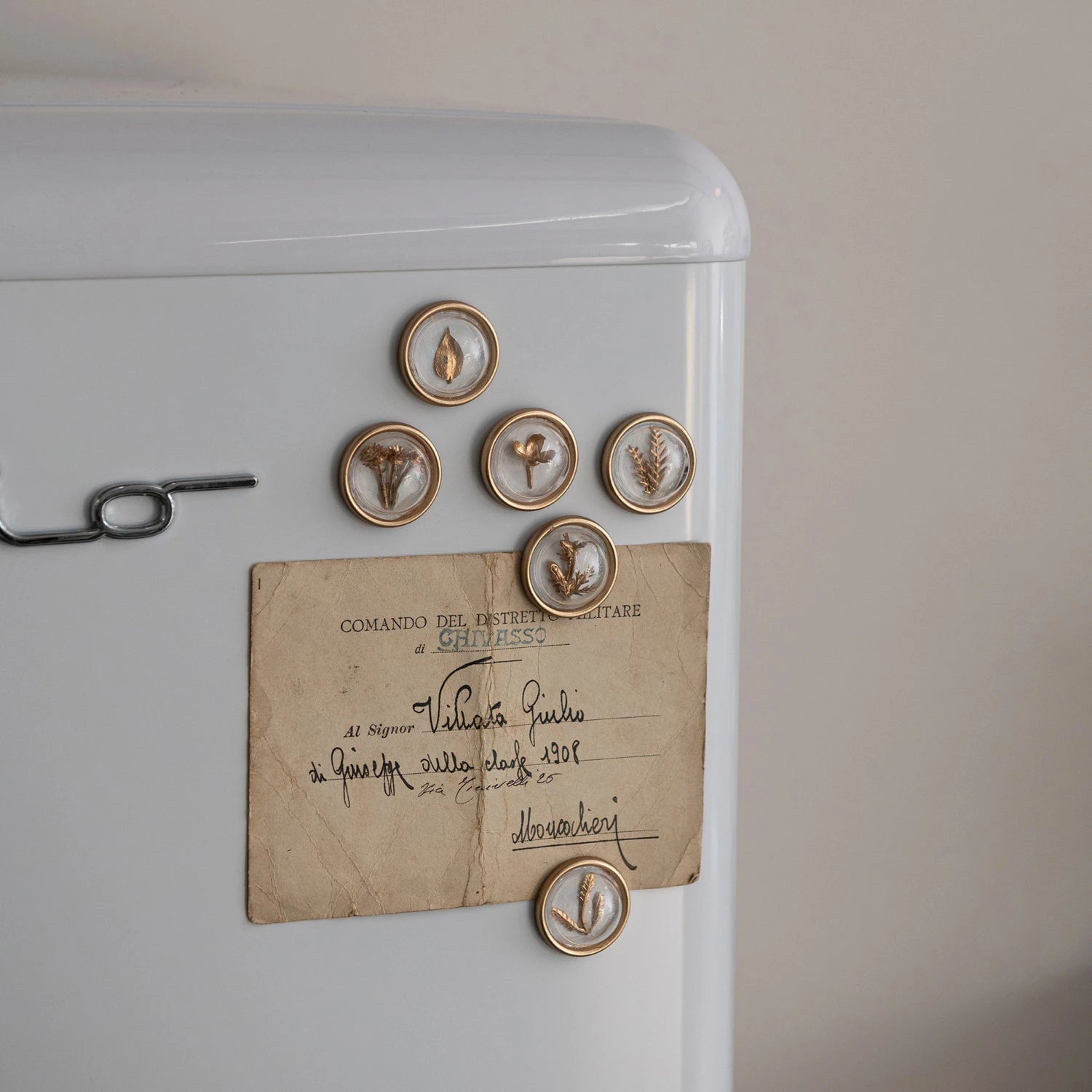 Gold Botanical Magnets on Metal Card