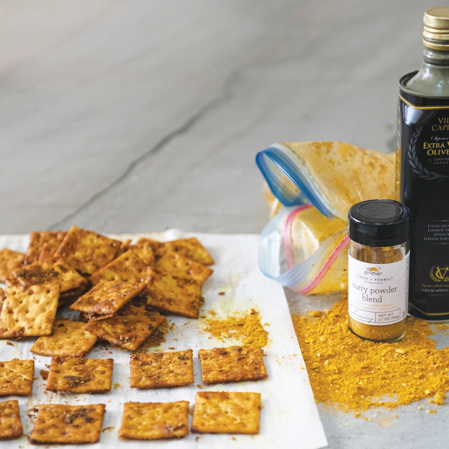 Product shoot of curry powder blend