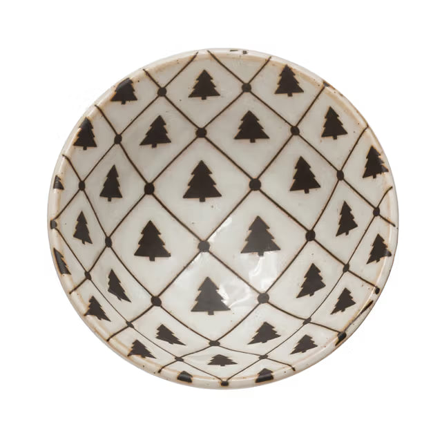 Tree Pattern Reactive Glaze Bowl