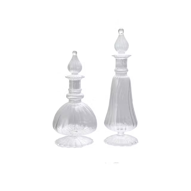 Blown Glass Ribbed Decanter with Stopper