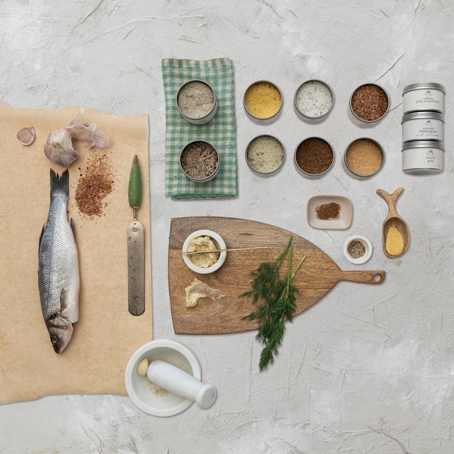 Product shoot of French gray salt.