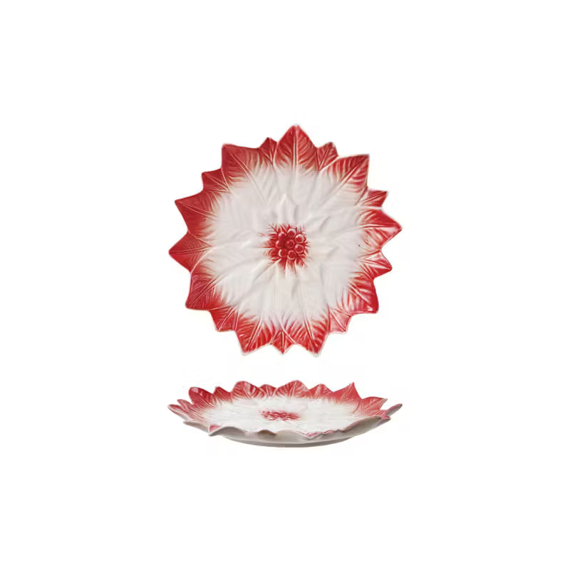 Hand-Painted Poinsettia Stoneware