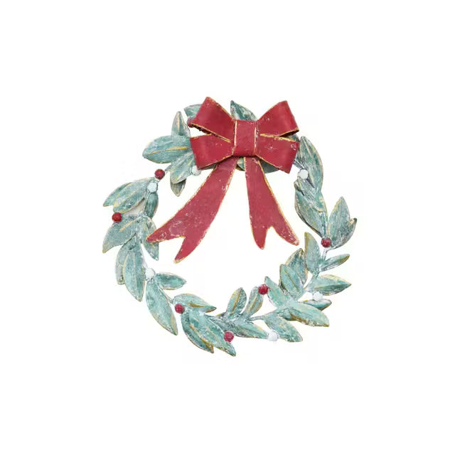Metal Mistletoe Wreath with Bow