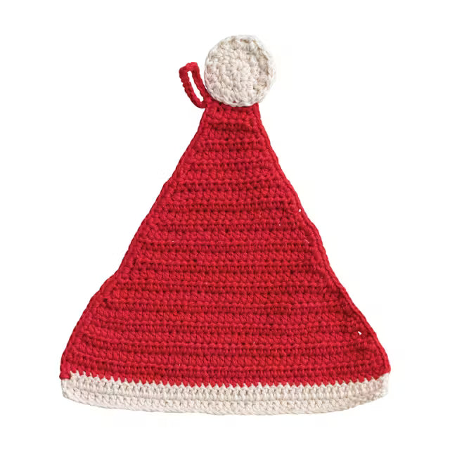 Cotton Crocheted Santa Hat Pot Holder