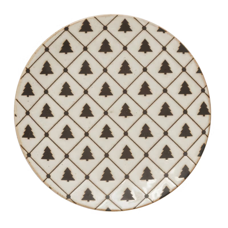 Tree Pattern Reactive Glazed Plate
