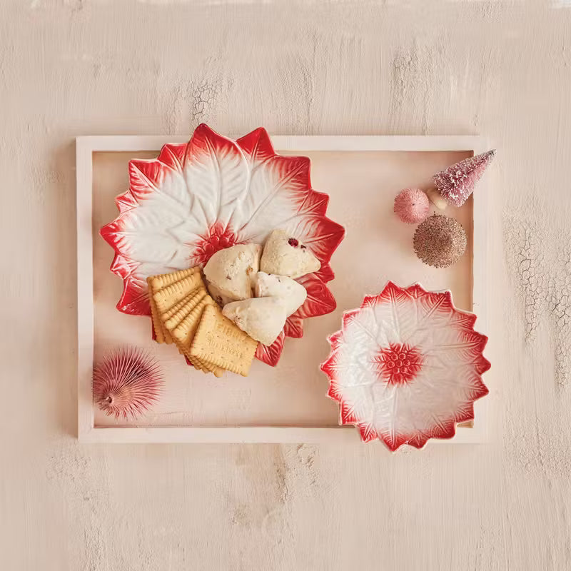 Hand-Painted Poinsettia Stoneware