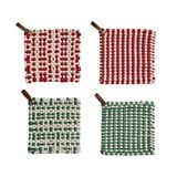 Cotton Crocheted Pot Holders with Leather Loop