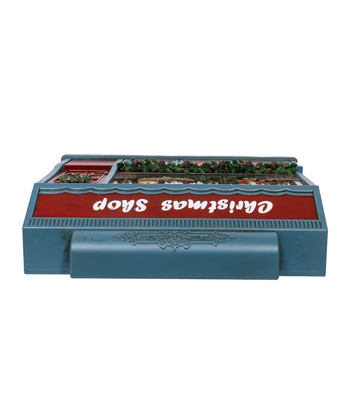 Lighted Christmas Shop With Spinning Glitter Water