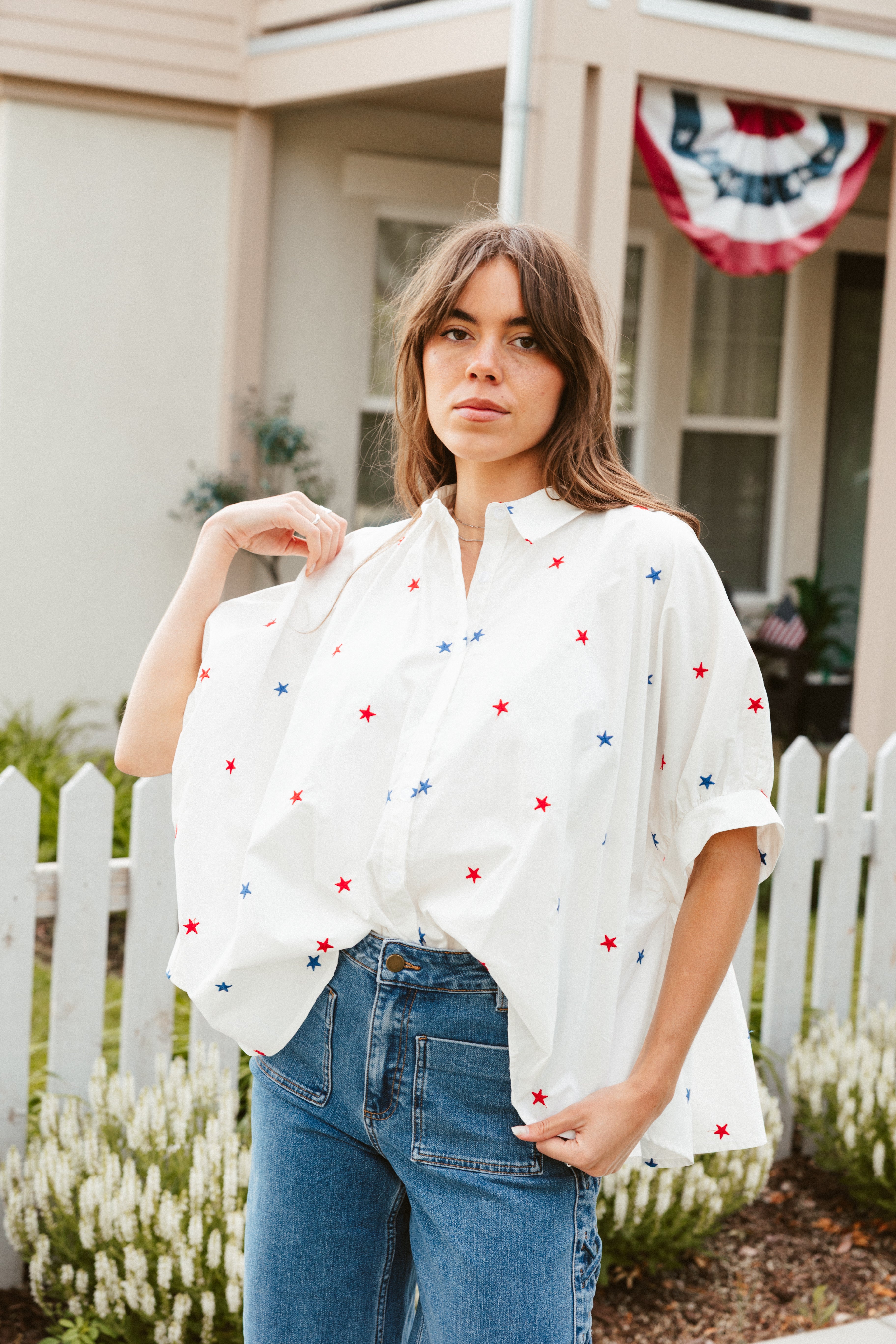 Star Spangled Button Down