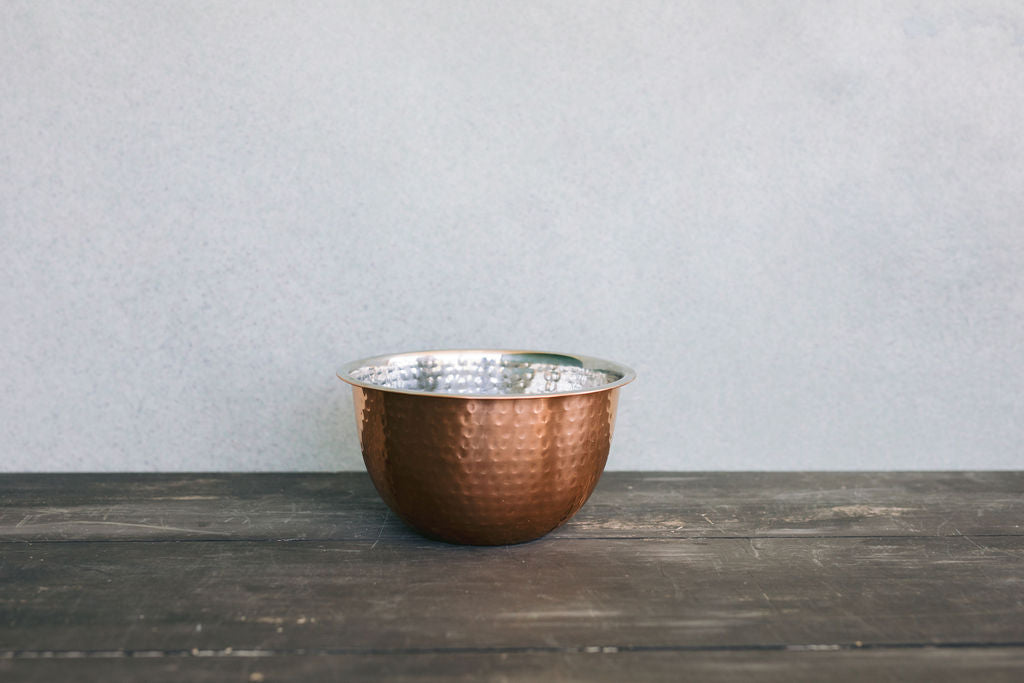 Product shoot of different sizes of the hammered copper bowl.
