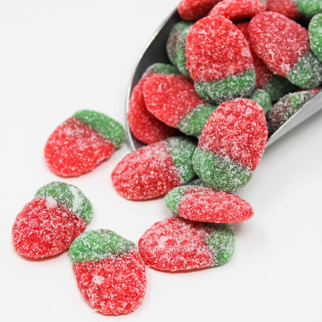Product shoot of sour strawberries candy.