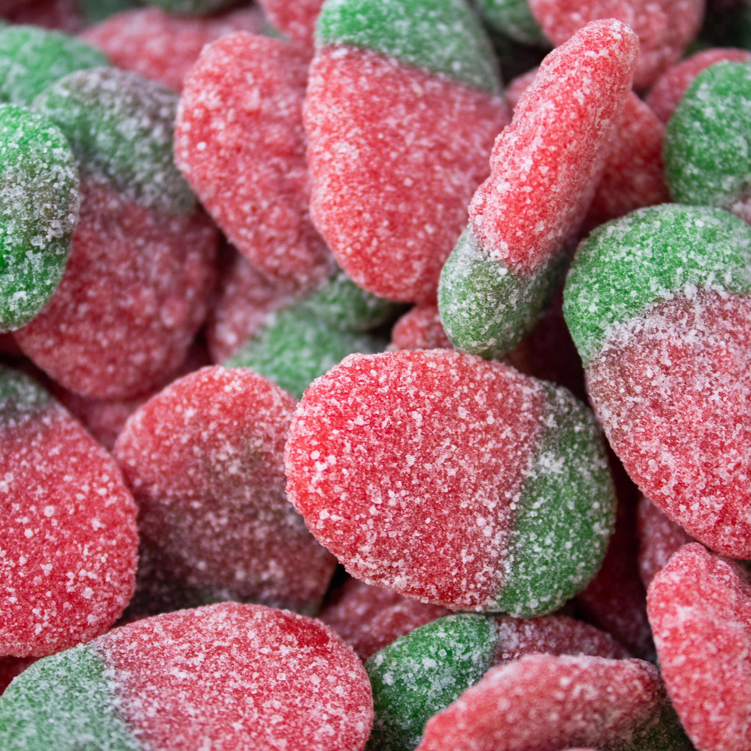 Product shoot of sour strawberries candy.