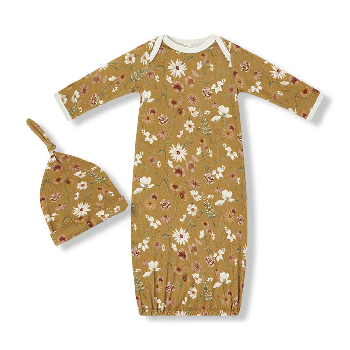 Luxe Stretch Newborn Gown and Hat Set