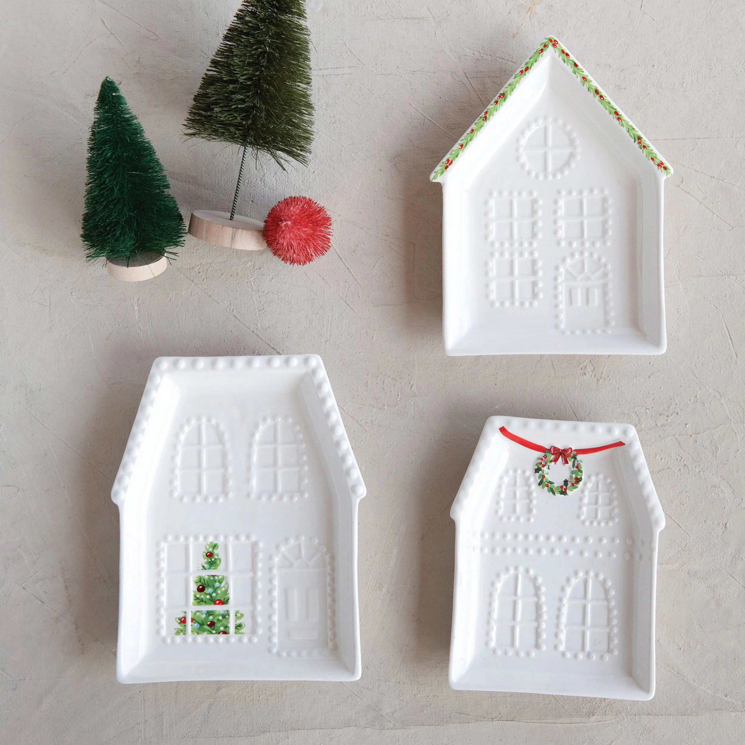 Embossed Stoneware House Shaped Plate