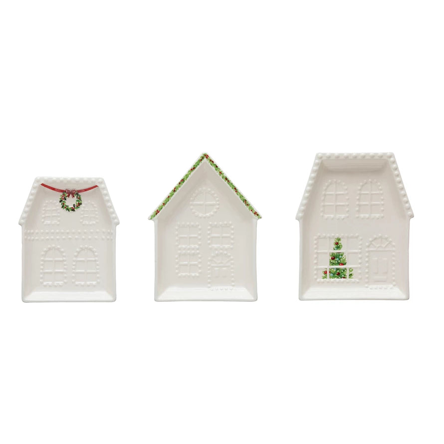Embossed Stoneware House Shaped Plate