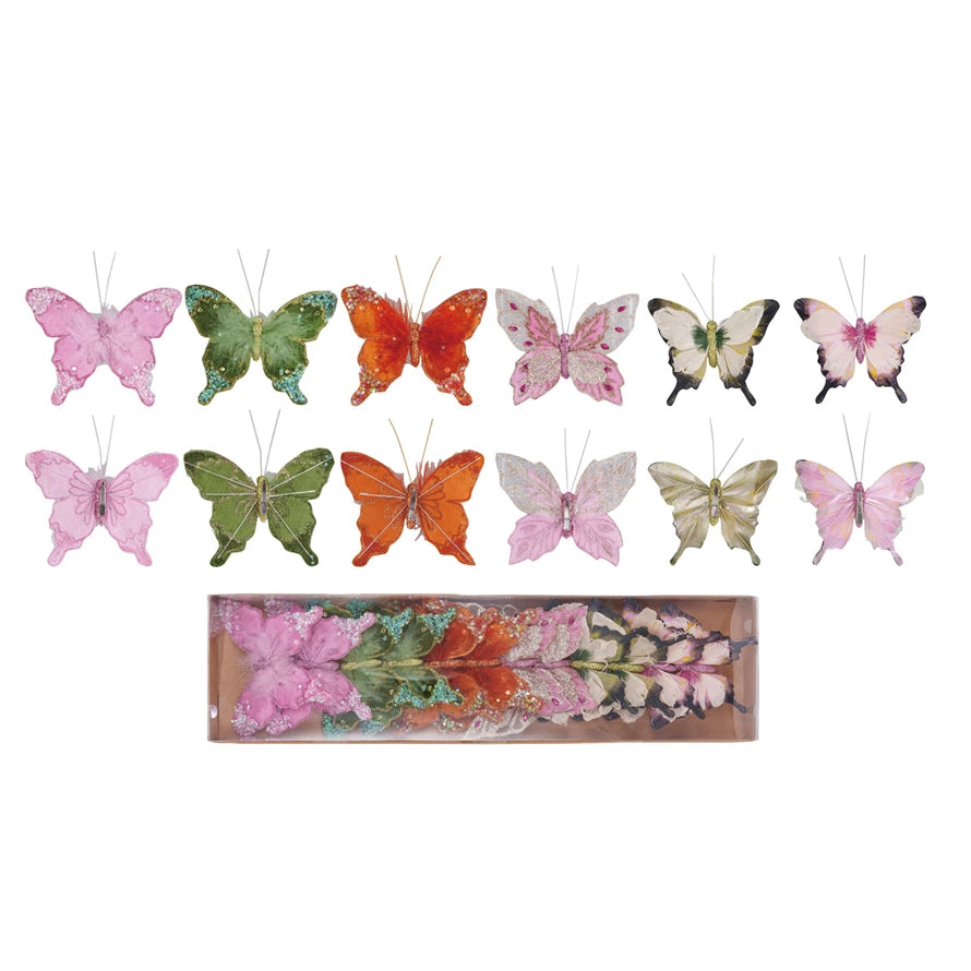 Feather Butterfly Clip-on Ornaments