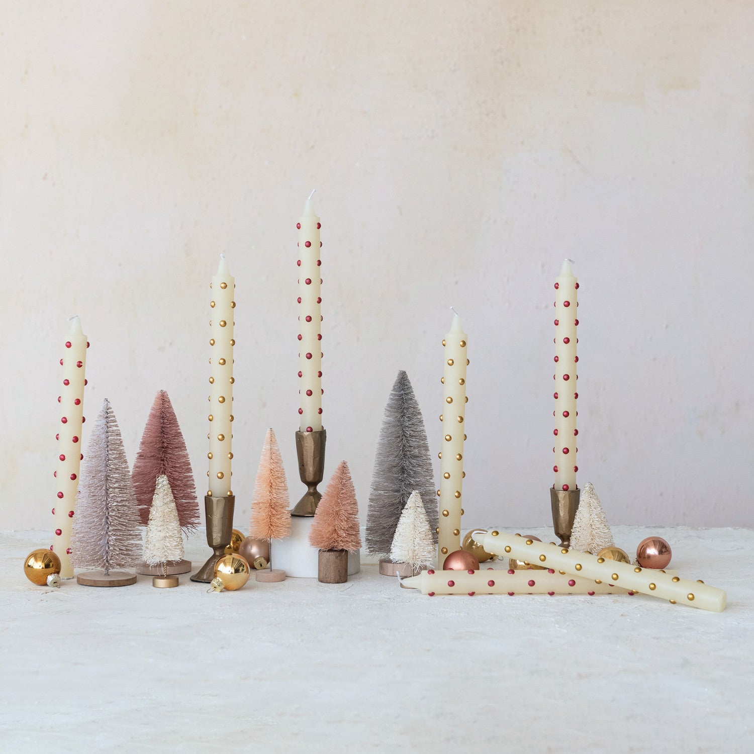Unscented Taper Candles with 3D Dots