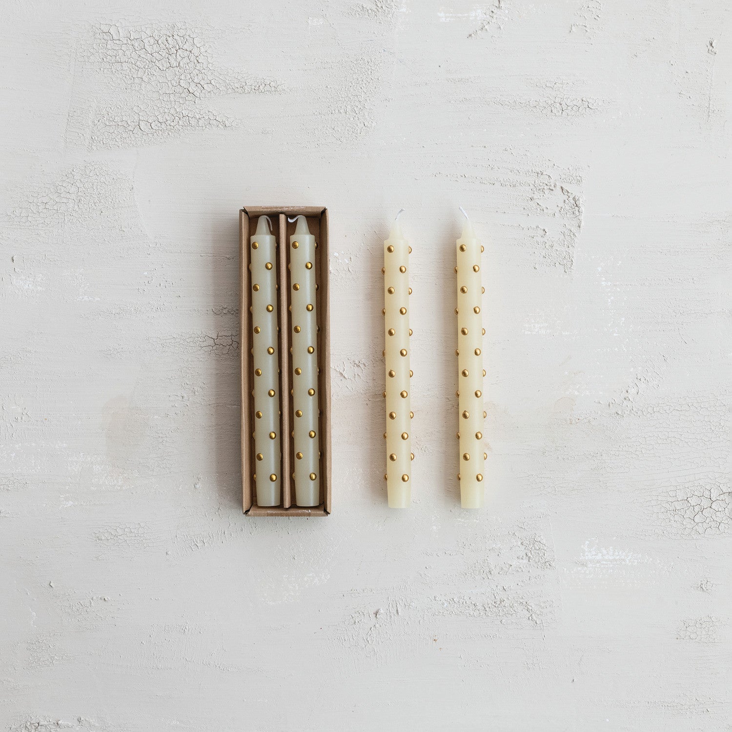 Unscented Taper Candles with 3D Dots