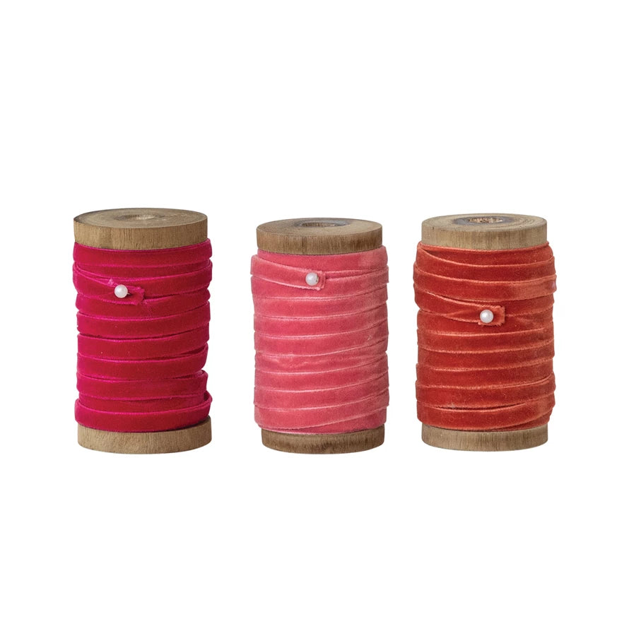Velvet Ribbon on Wood Spool - 10 Yard 1/4"W