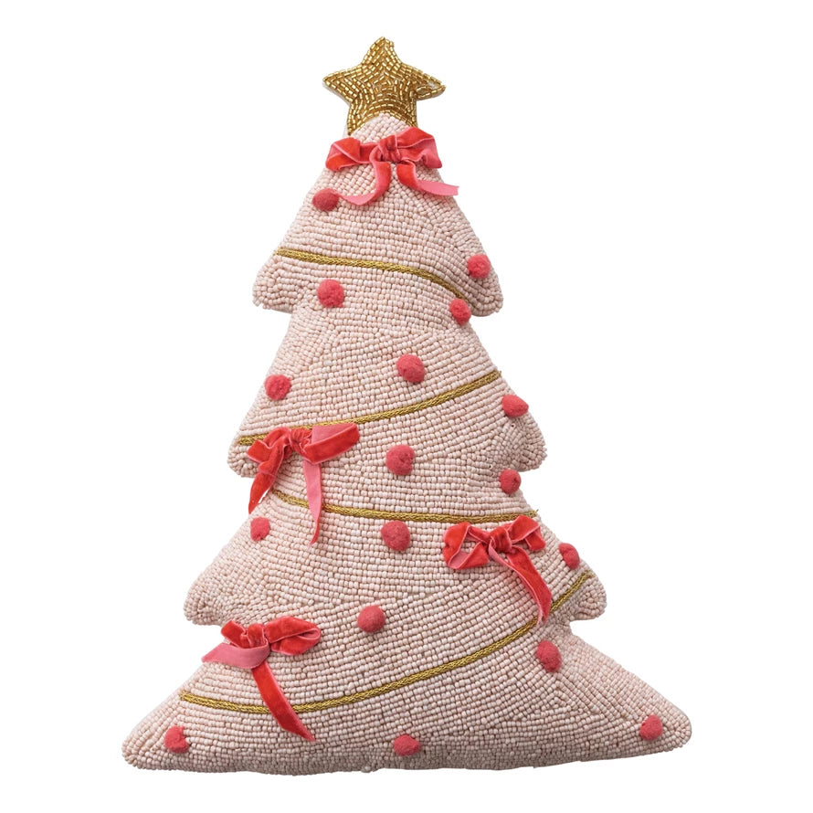 Beaded Tree Shaped Pillow with Bows