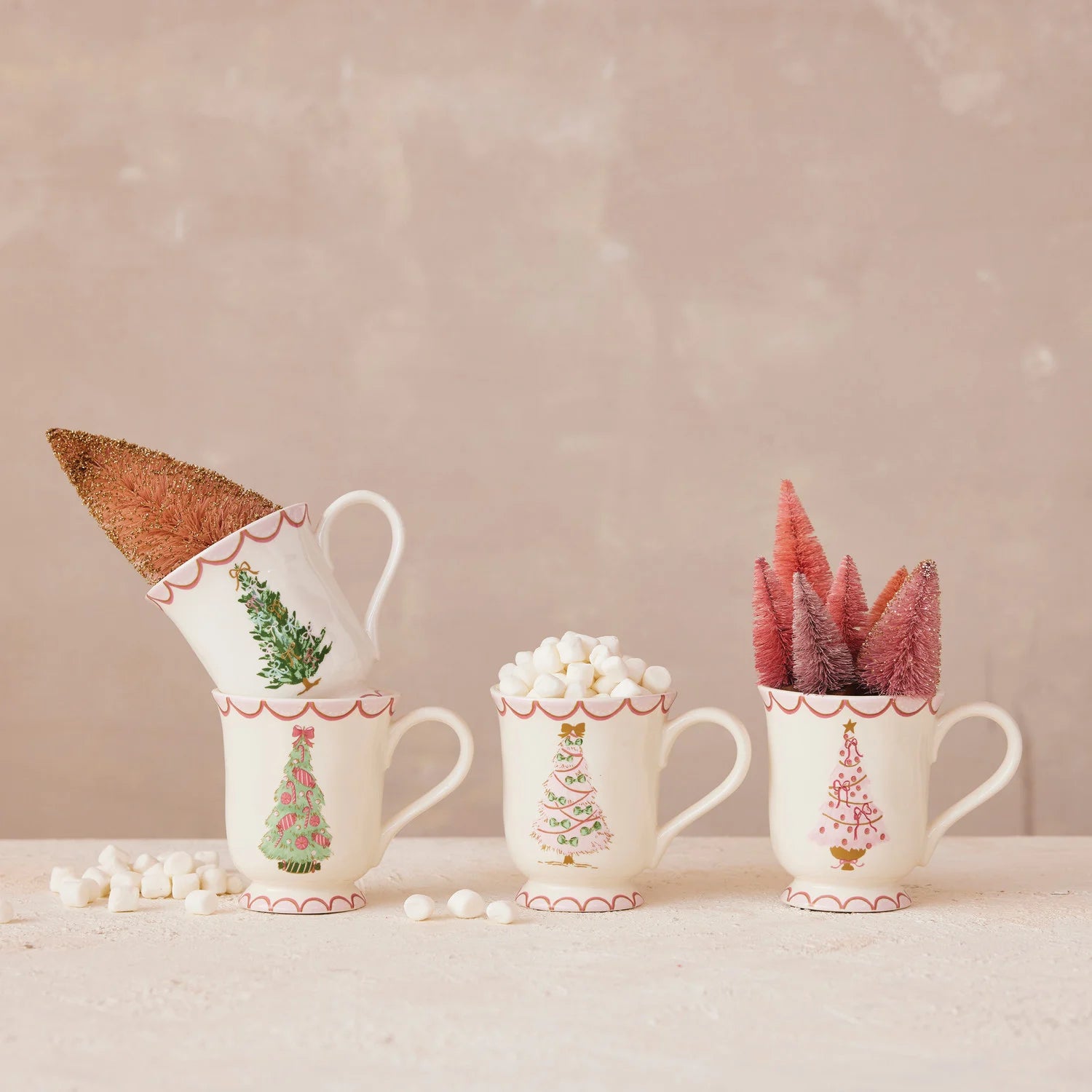 Stoneware Christmas Tree Mugs