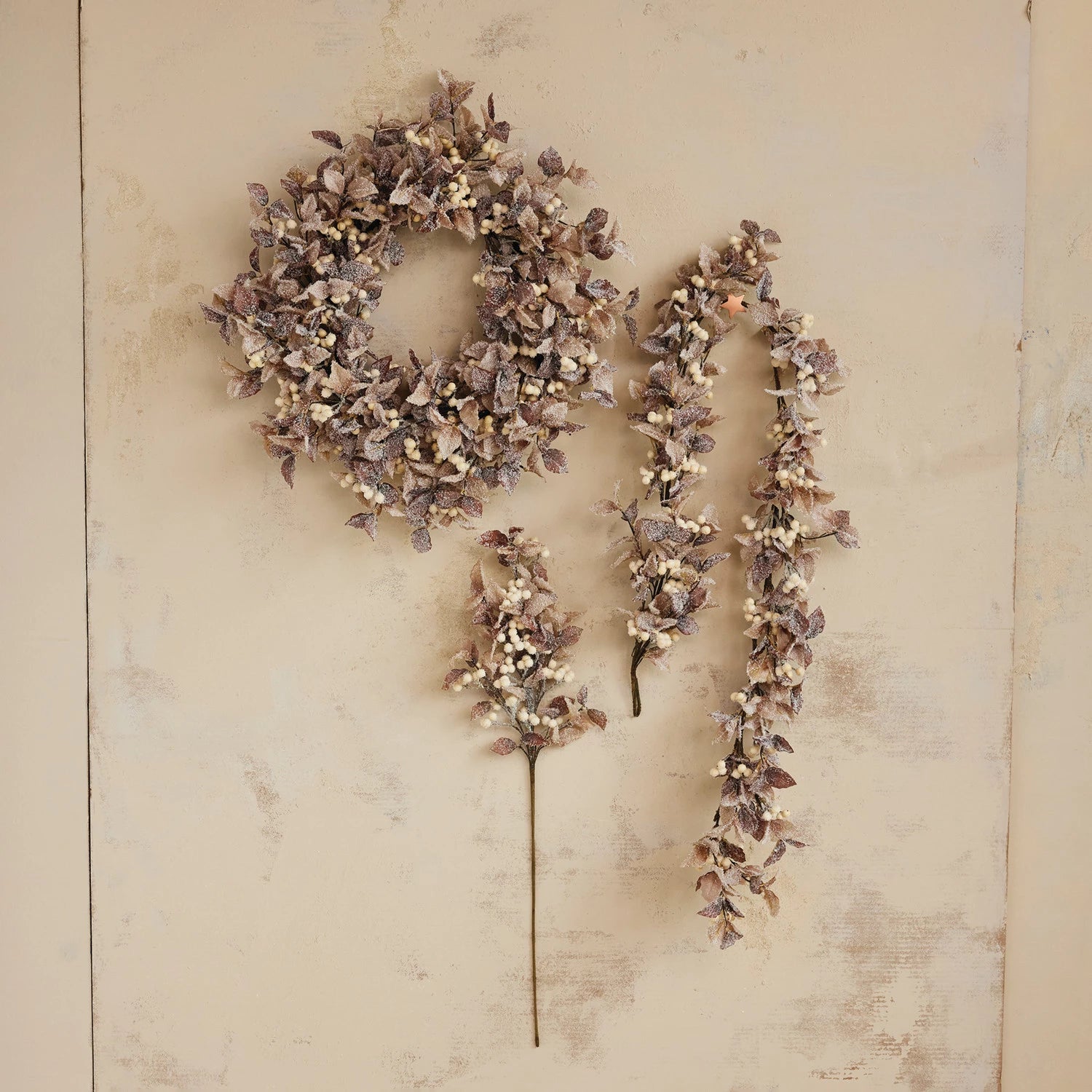 Faux Wreath with Berries and Snow Finish