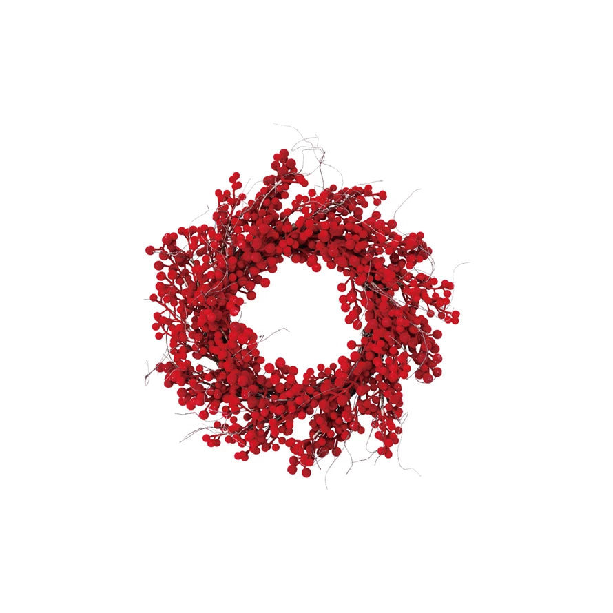 Flocked Red Berry Wreath