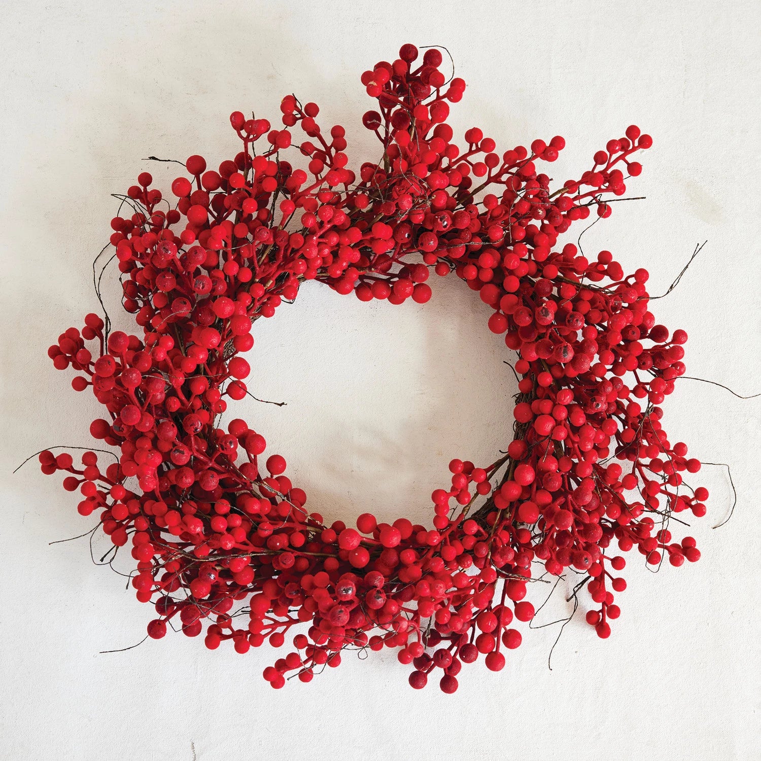 Flocked Red Berry Wreath