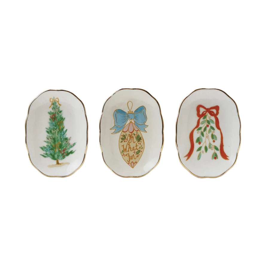 Gold Rim Holiday Trinket Dish