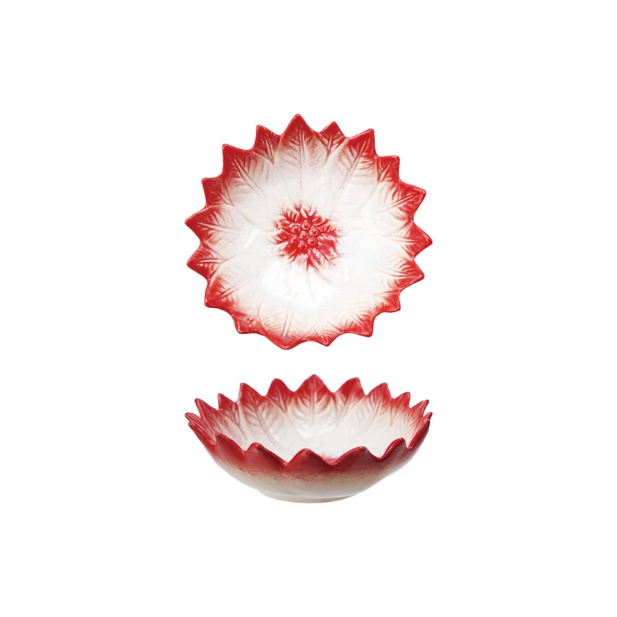 Hand-Painted Poinsettia Stoneware