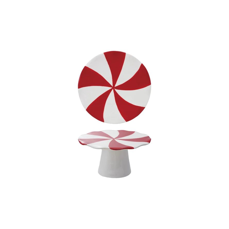 Peppermint Swirl Ceramic Pedestal