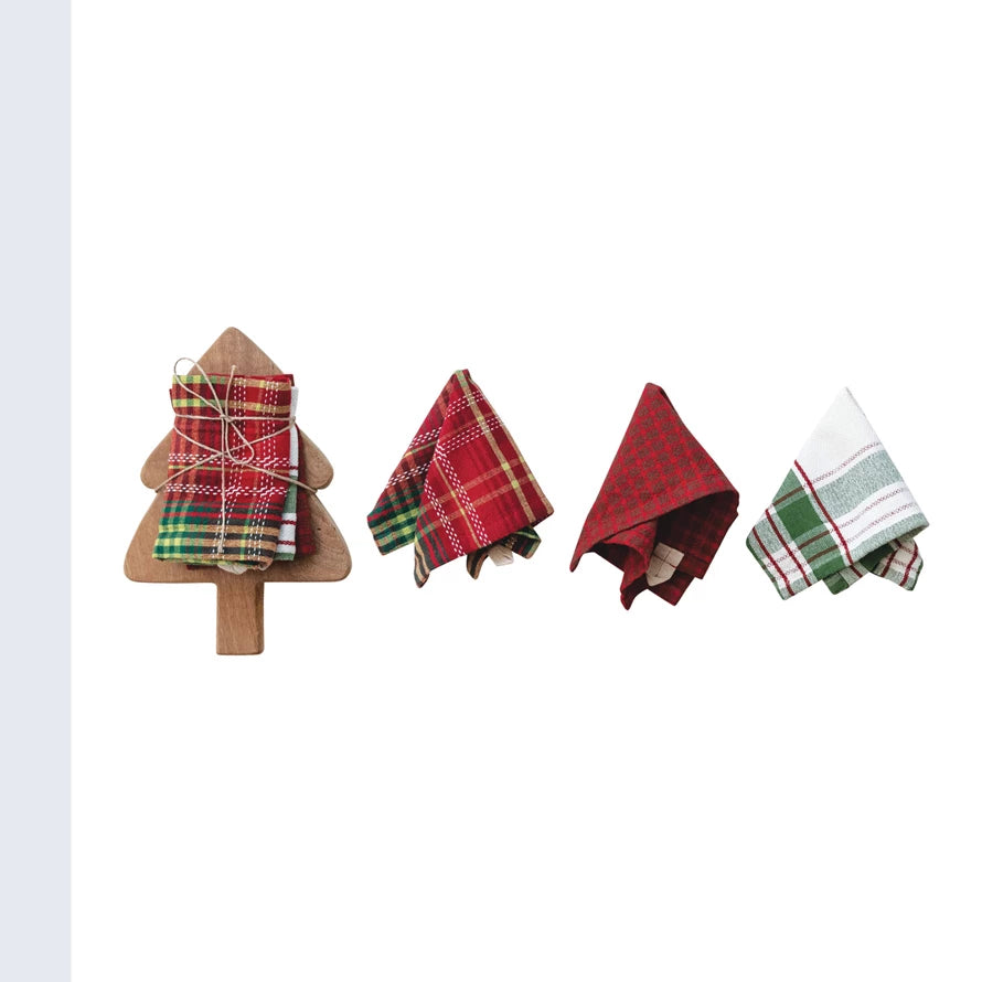 Woven Dish Cloths and Tree Shaped Board