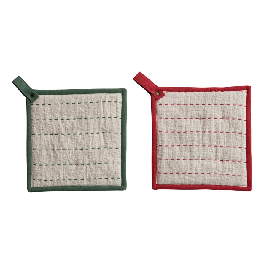 Hand-Embroidered Kantha Pot Holder
