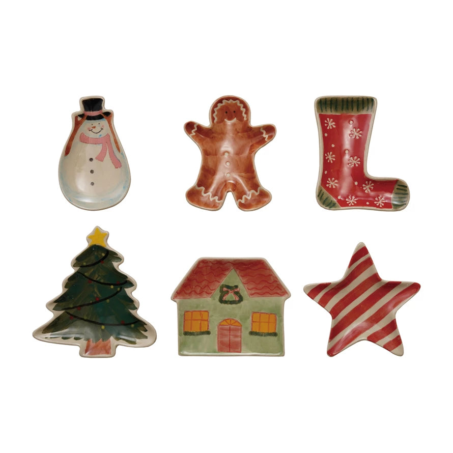 Hand-Painted Mini Stoneware Holiday Dish