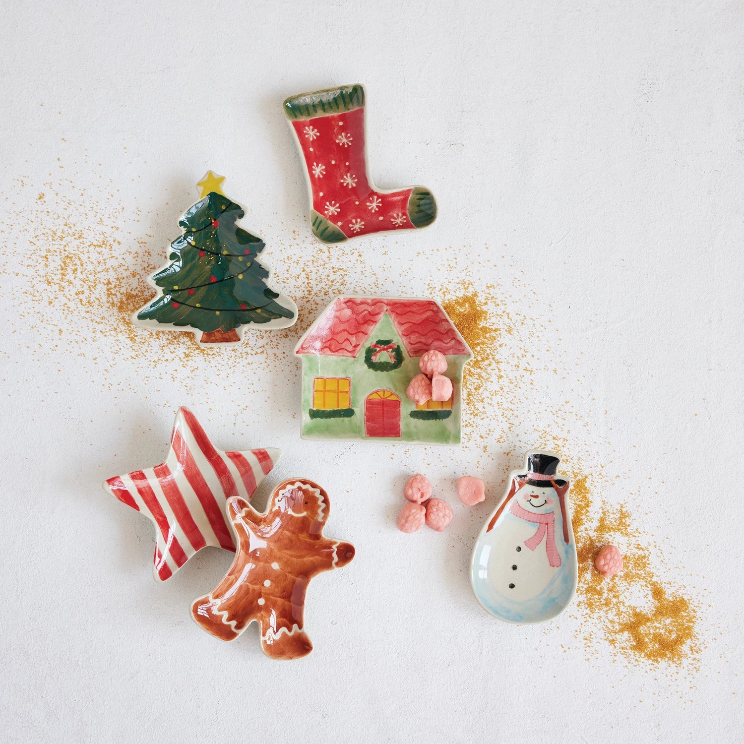 Hand-Painted Mini Stoneware Holiday Dish