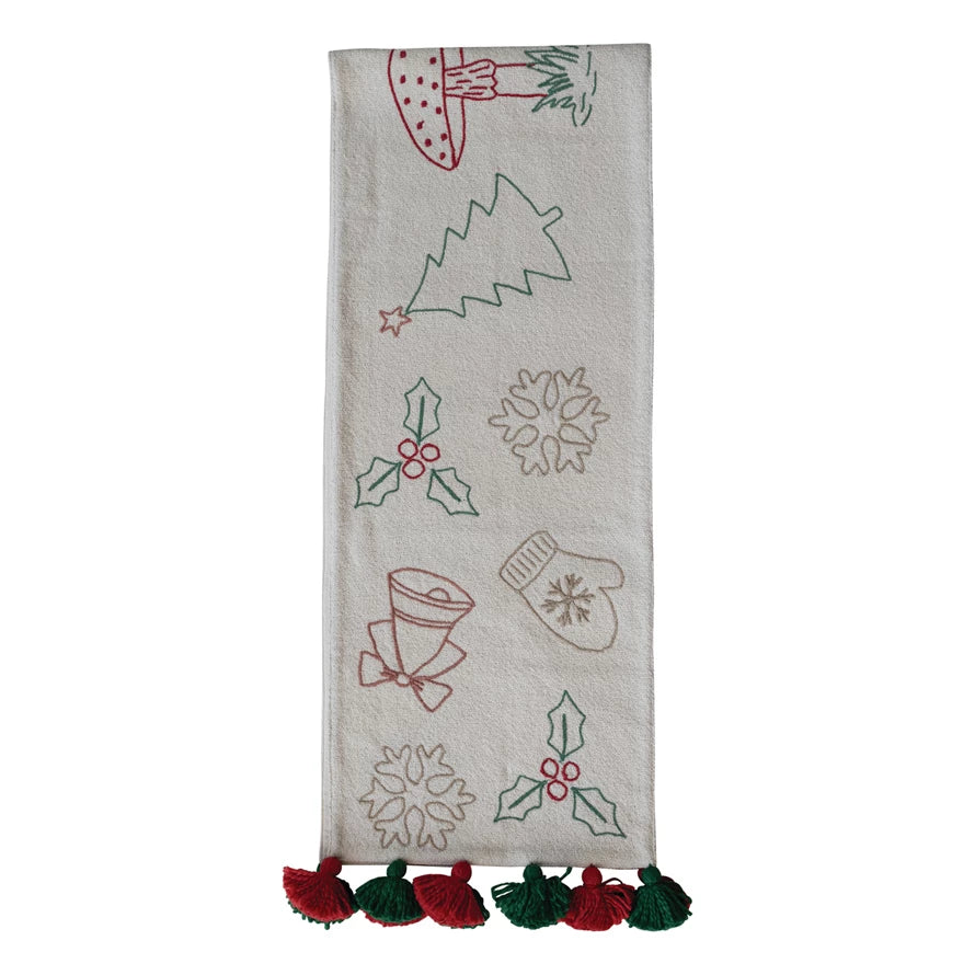Embroidered Holiday Icons Table Runner