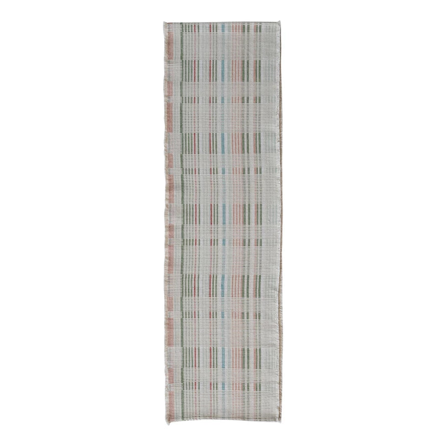 Woven Cotton Table Runner with Fringe
