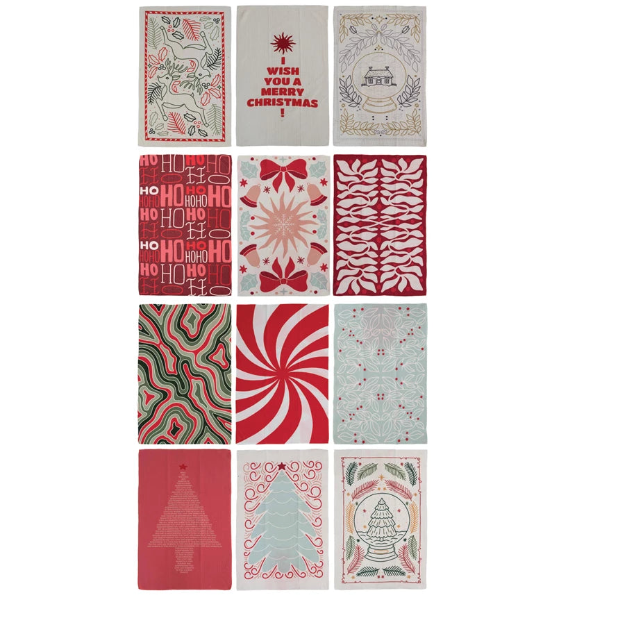 Printed Recycled Microfiber Tea Towel with Holiday Pattern