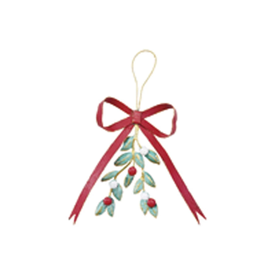 Hanging Metal Bow & Mistletoe Wall Décor
