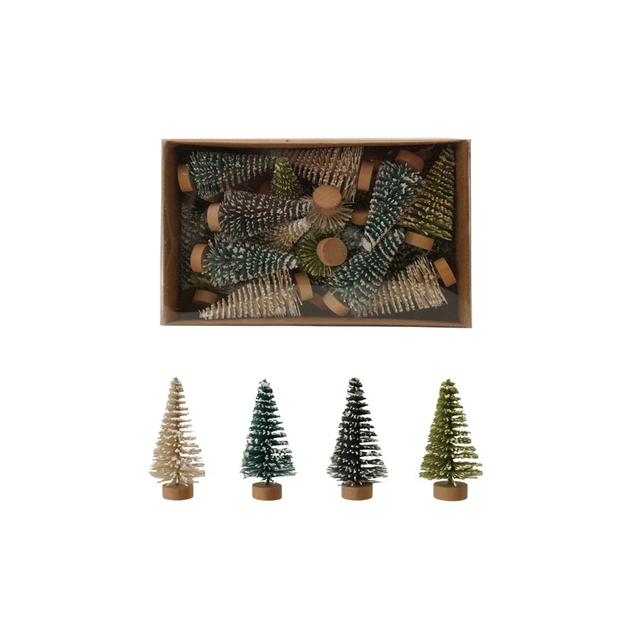 Multicolor Bottle Brush Trees with Wood Bases