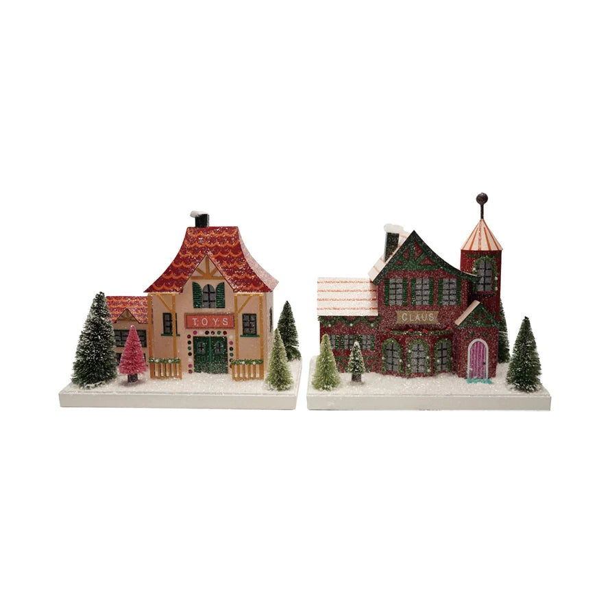 Paper North Pole Village Building with LED Light