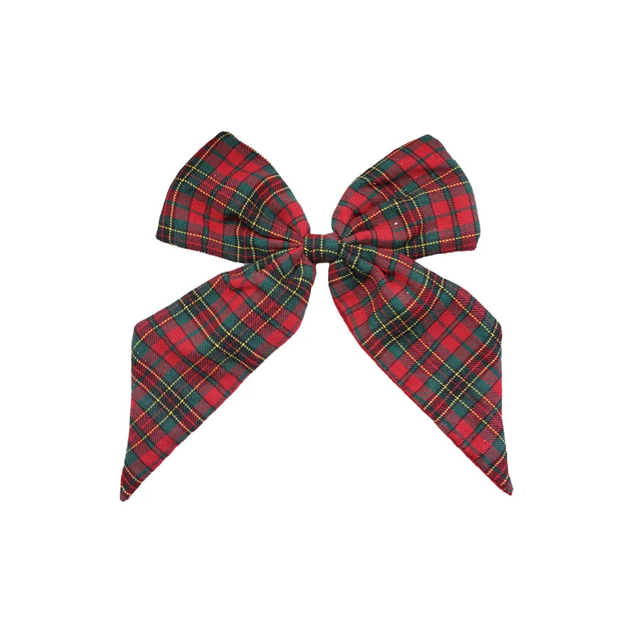 Plaid Holiday Bow with Clip