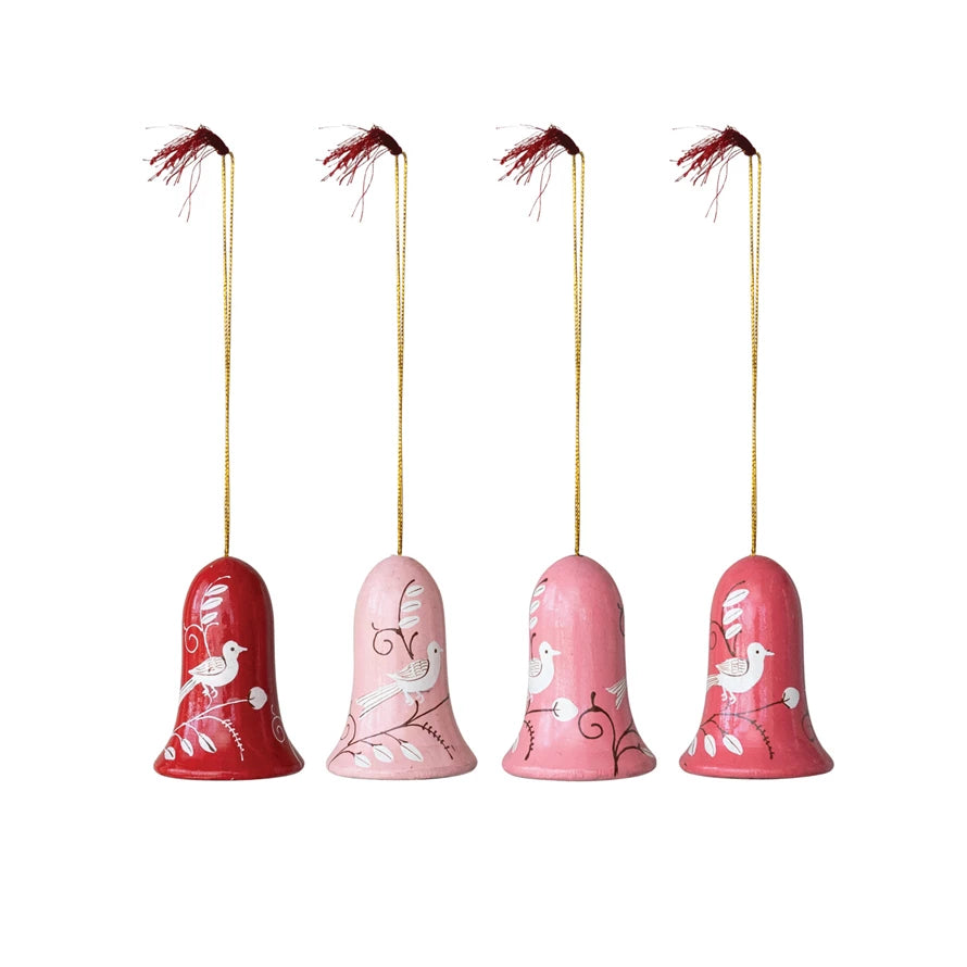 Hand-Painted Wood Bell Ornament