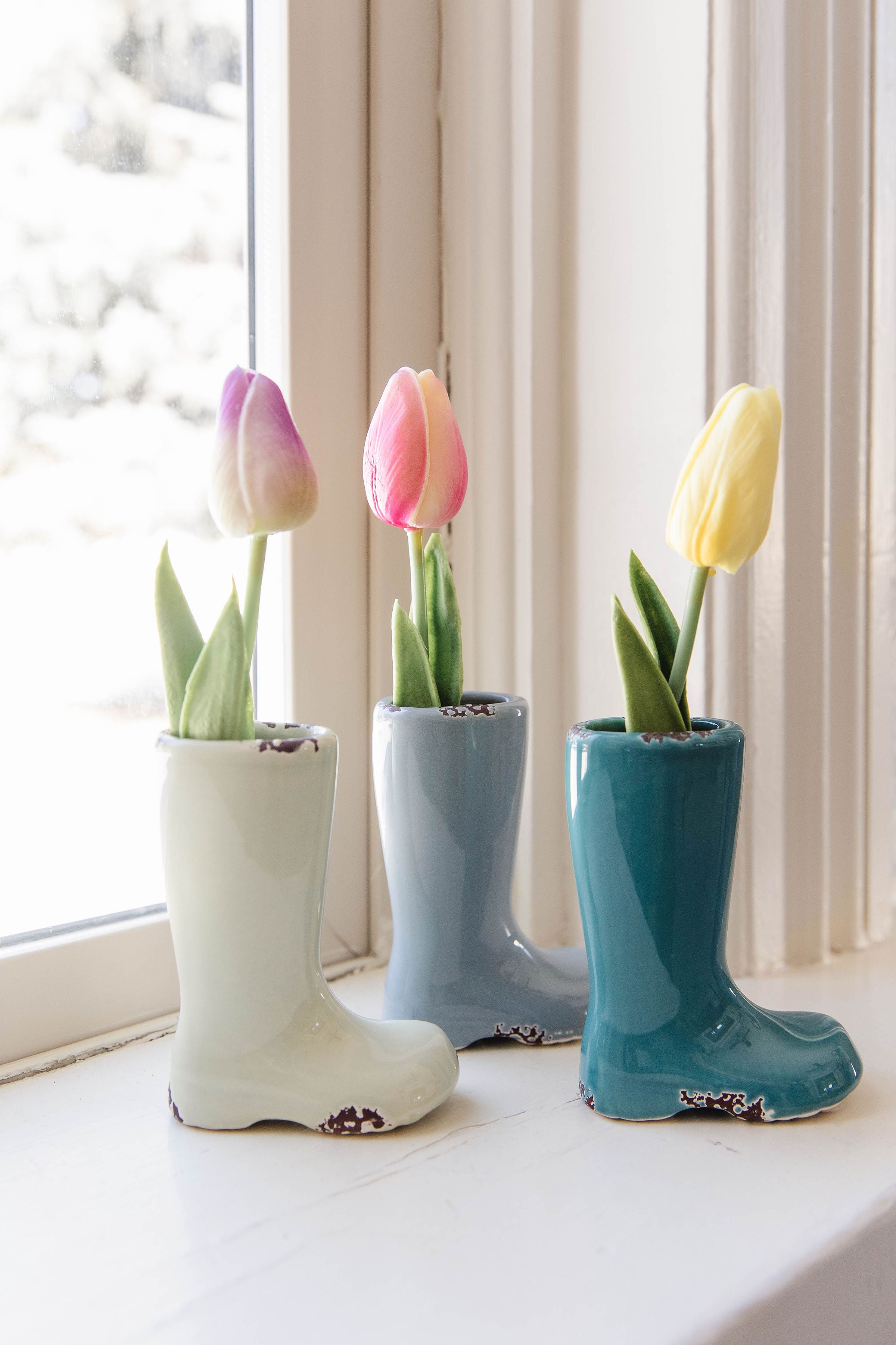 Distressed Boot Vase