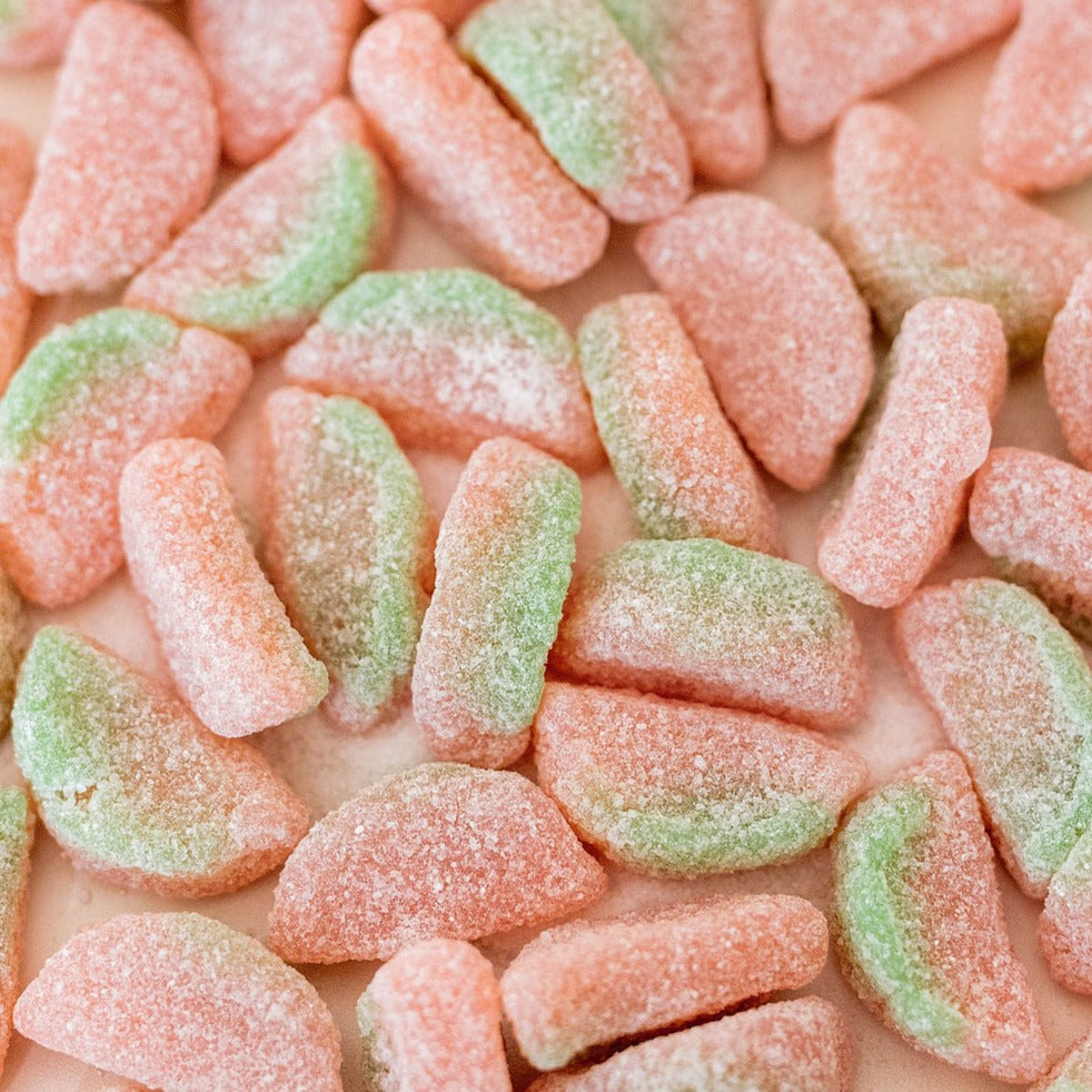 Sour sugared watermelon candy in a scoop